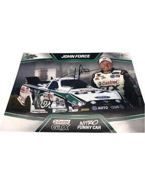 John Force NHRA Racing Photo Signed Autograph White Castrol GTX One Size
